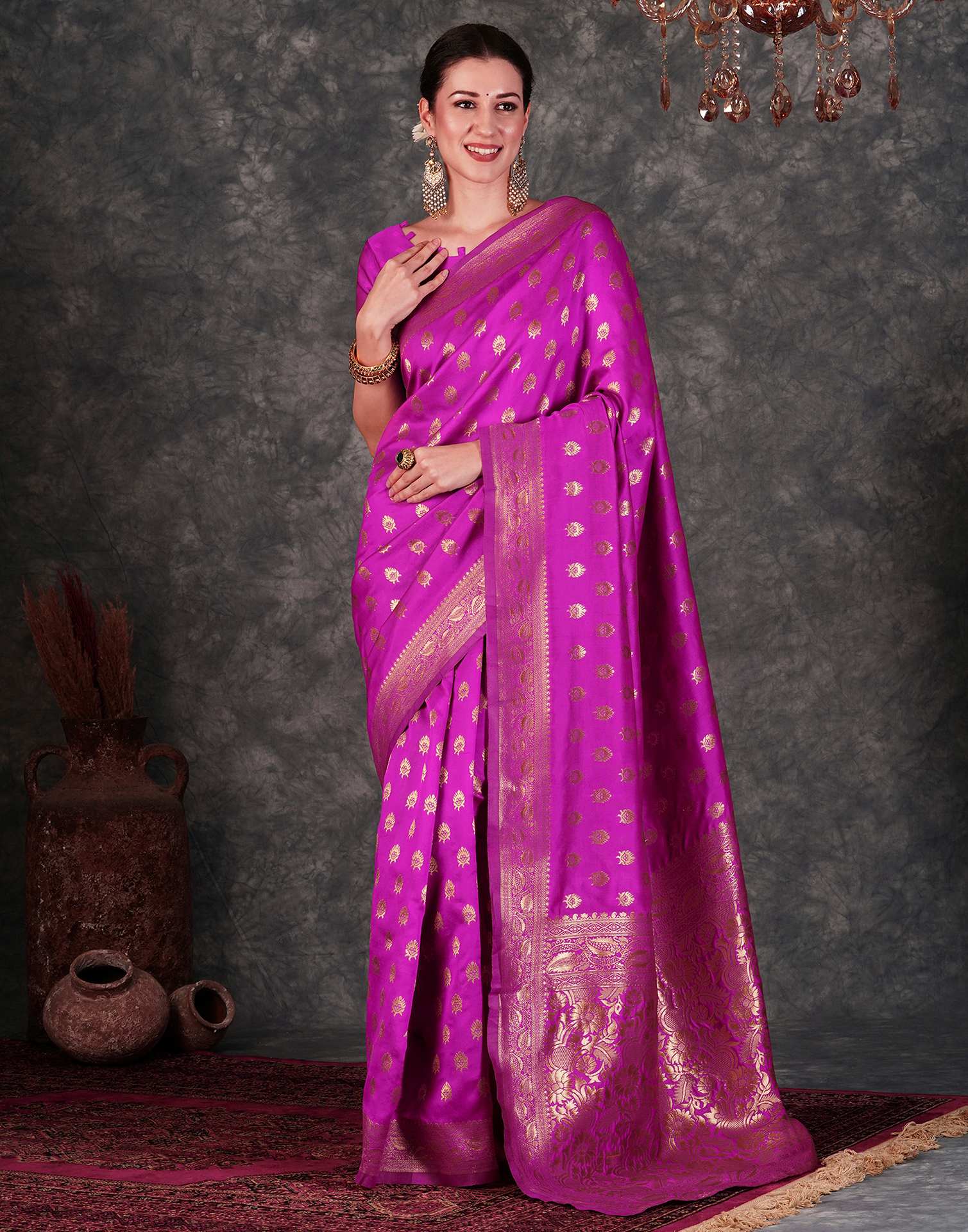 Pink Banarasi Silk Saree