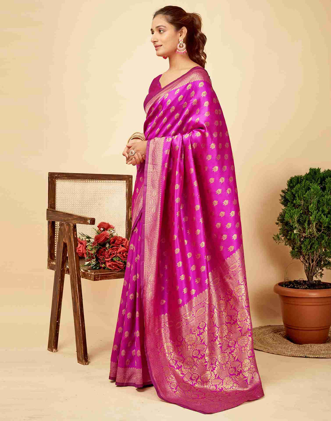 Pink Banarasi Silk Saree