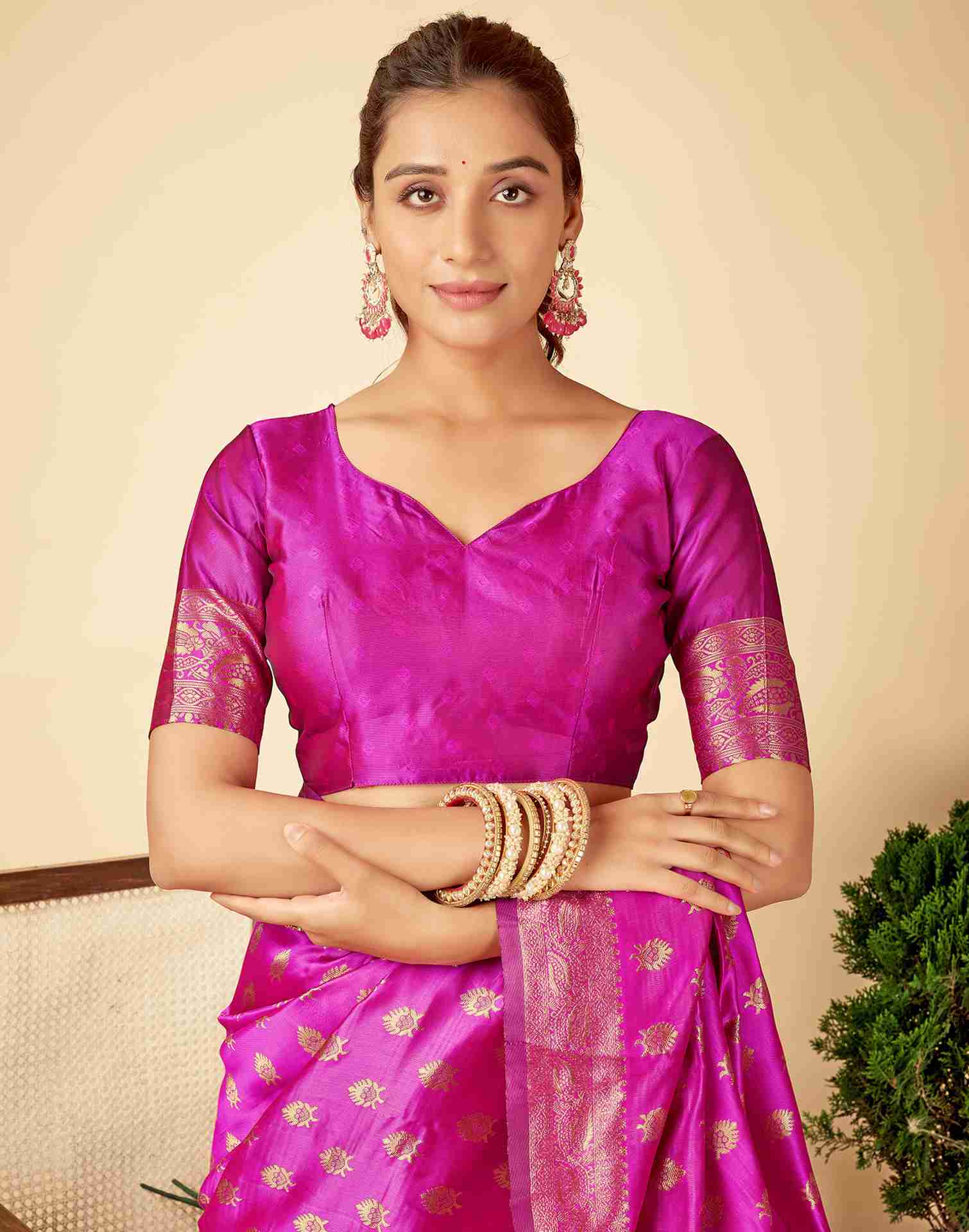 Pink Banarasi Silk Saree