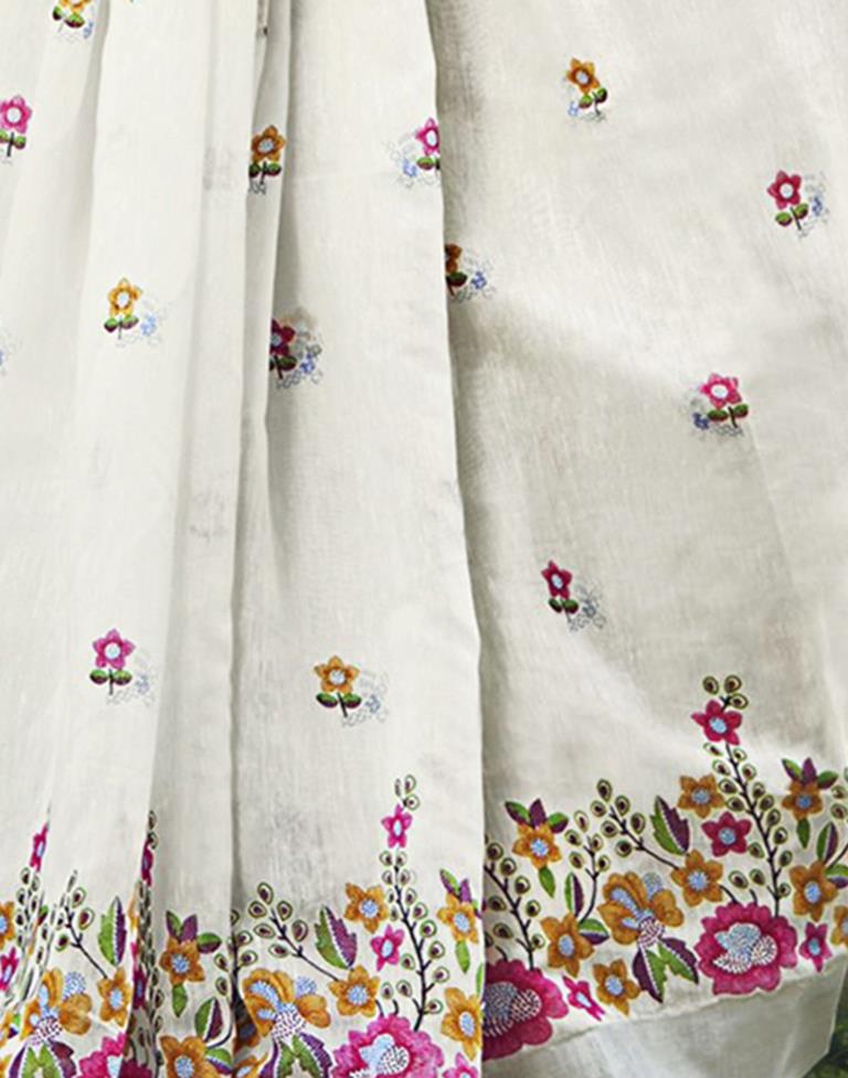 White Cotton Zari Saree