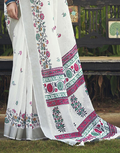 White Cotton Zari Saree