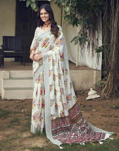 White Cotton Zari Saree