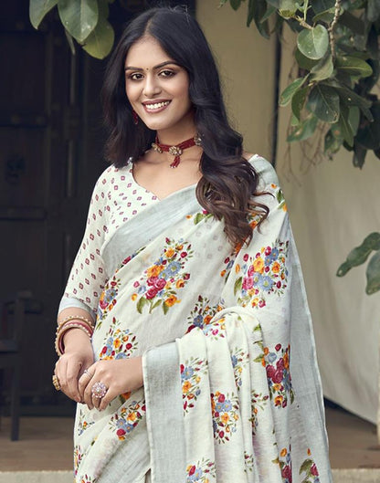 White Cotton Zari Saree