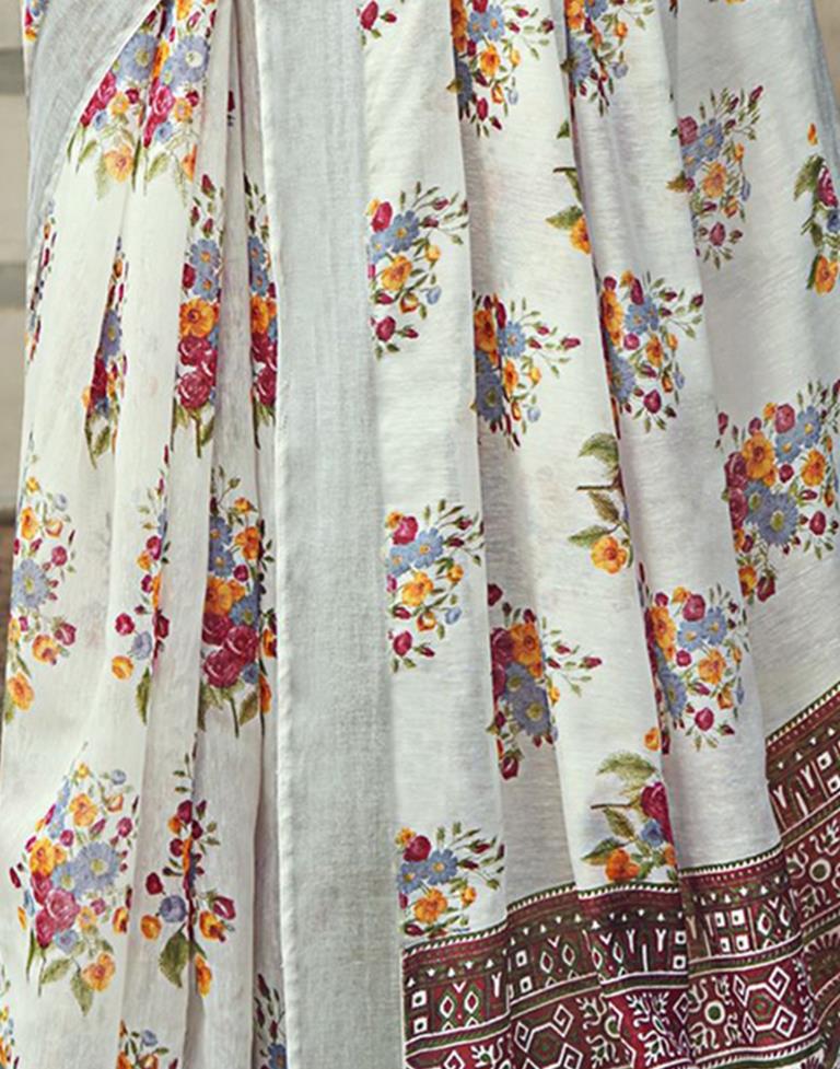 White Cotton Zari Saree