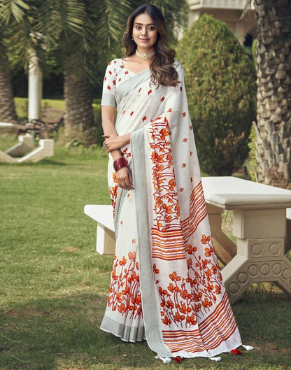 White Cotton Zari Saree