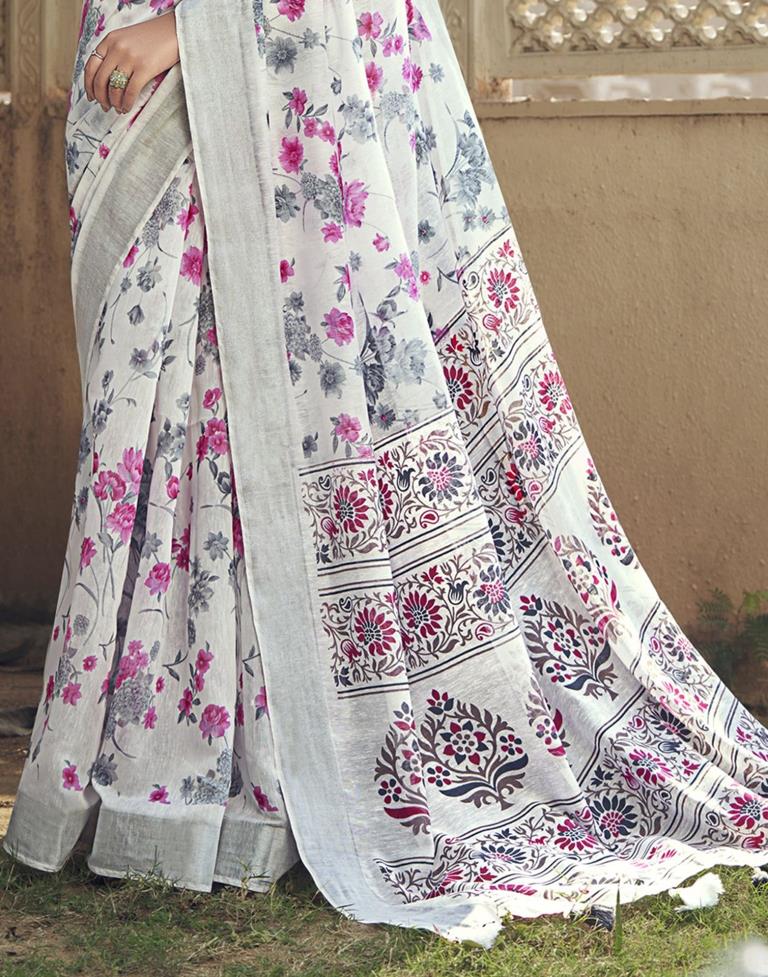 White Cotton Zari Saree