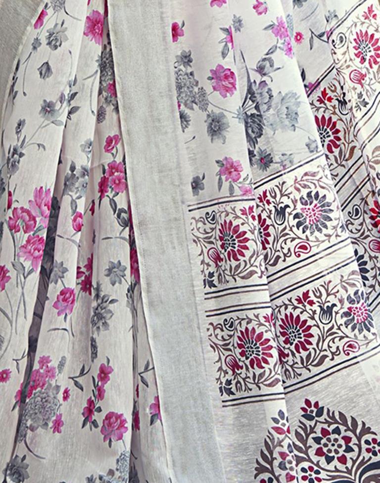 White Cotton Zari Saree