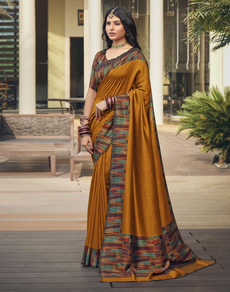 Turmeric Silk Printed Saree