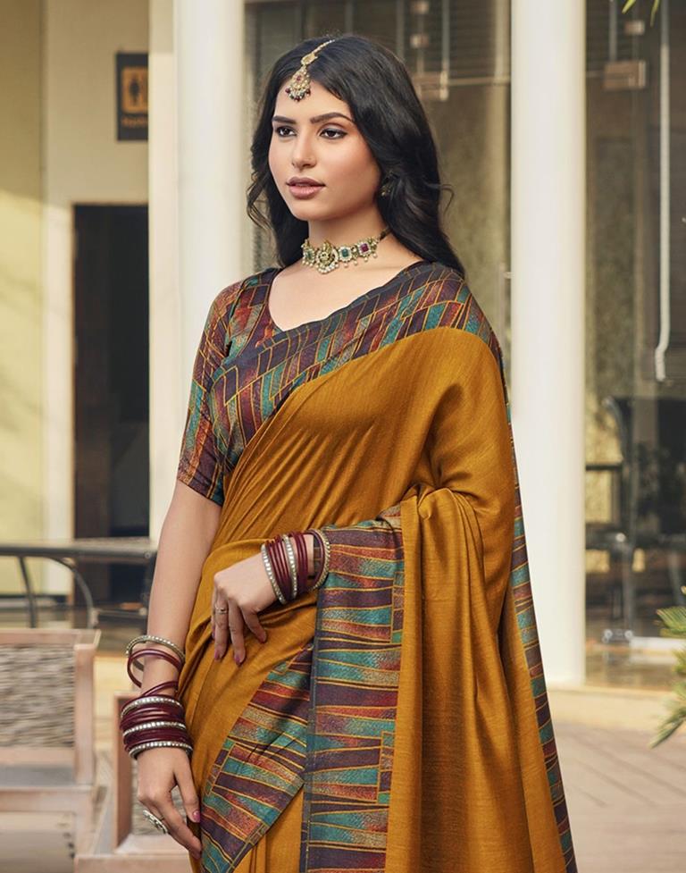 Turmeric Silk Printed Saree