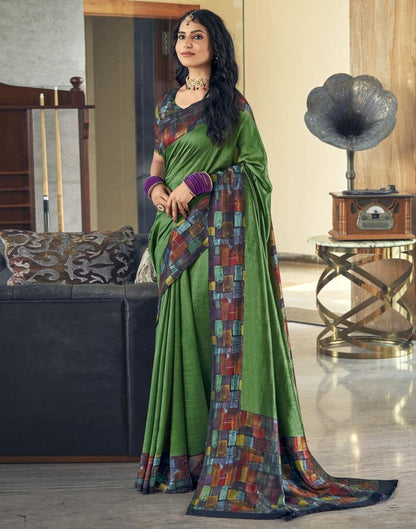 Multicoloured Silk Printed Saree