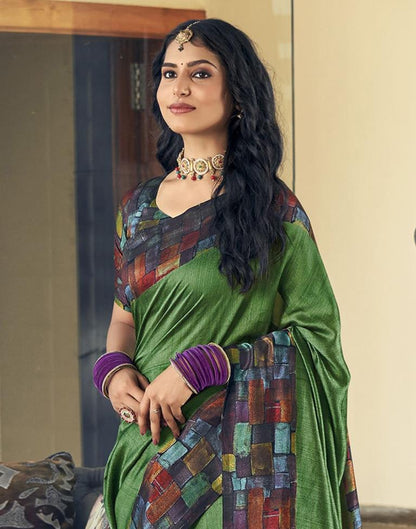 Multicoloured Silk Printed Saree