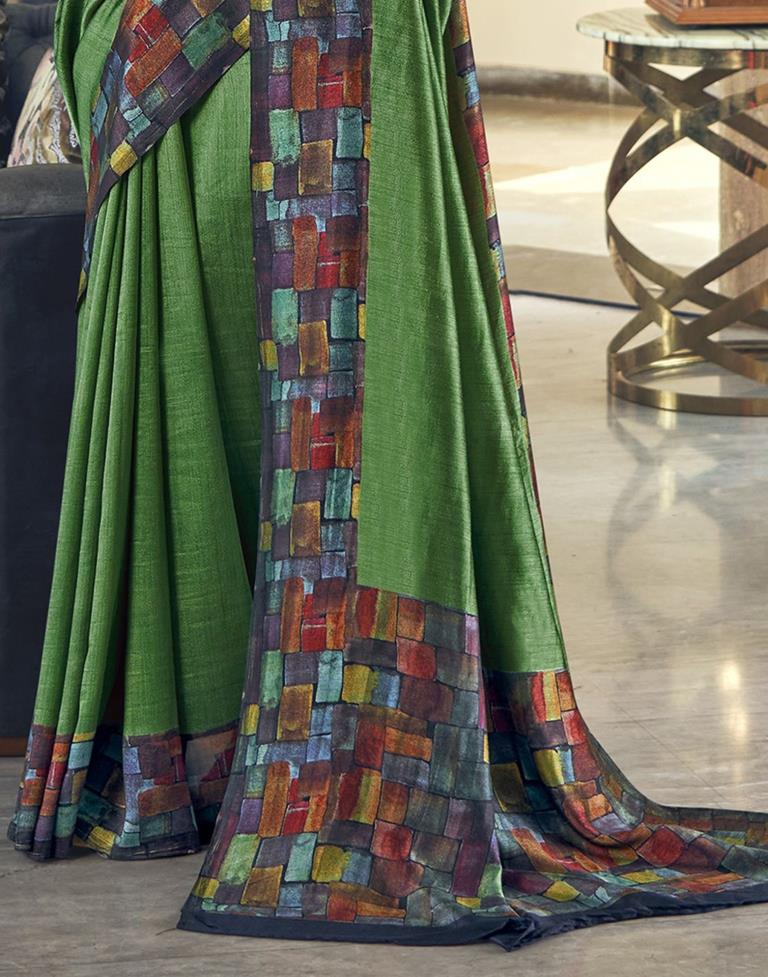 Multicoloured Silk Printed Saree