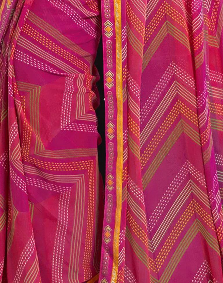 Rani Pink Georgette Printed Saree