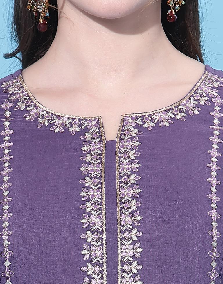 Pastel Purple Kurti With Pant And Dupatta | Leemboodi