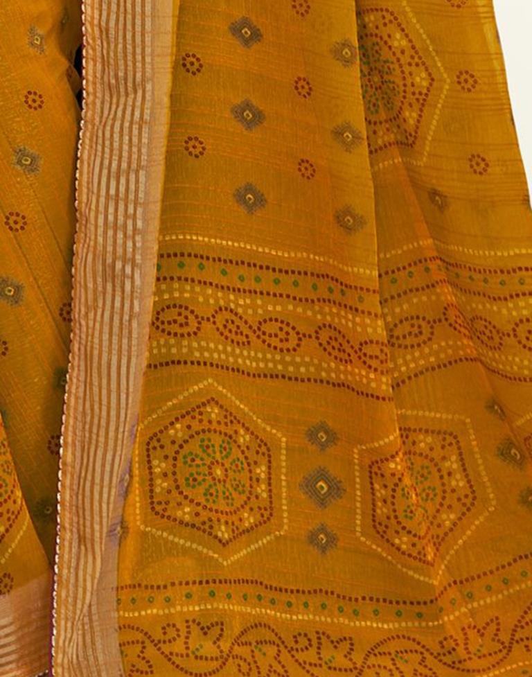 Turmeric Chiffon Bandhani Saree