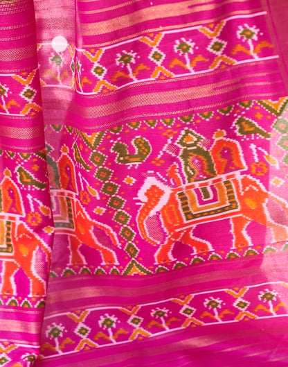 Magenta Silk Printed Saree