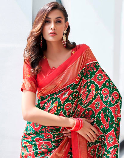 Red Silk Printed Saree