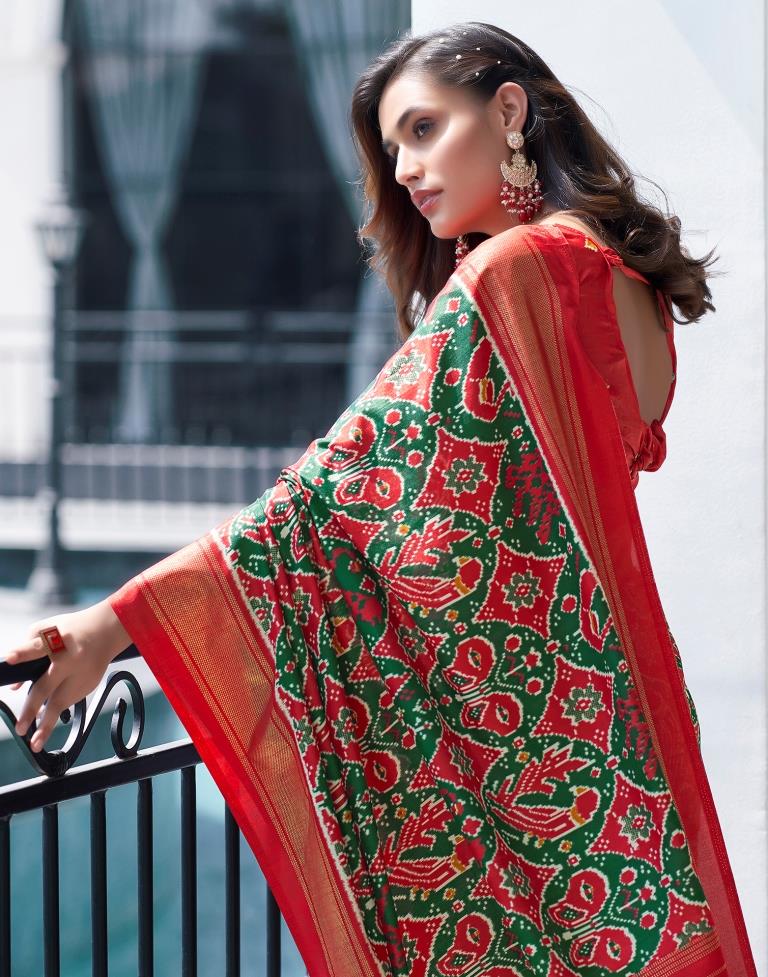 Red Silk Printed Saree