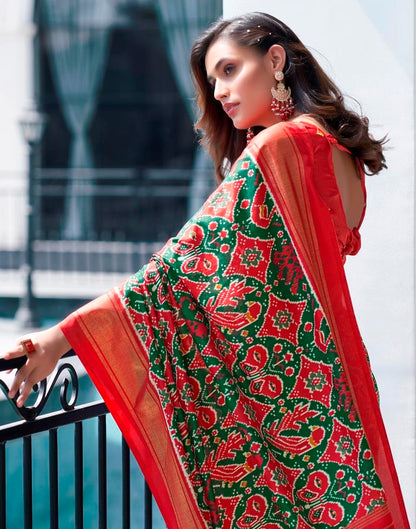 Red Silk Printed Saree