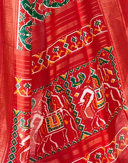 Red Silk Printed Saree