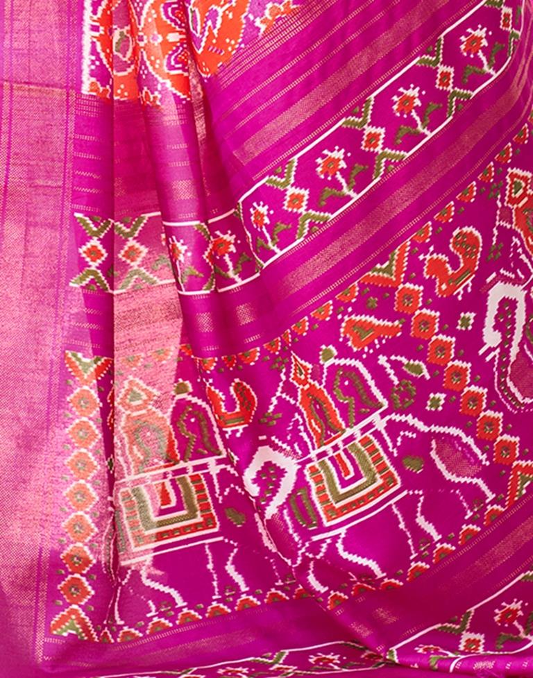 Rani Pink Silk Printed Saree