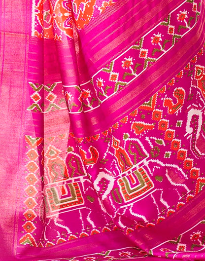 Rani Pink Silk Printed Saree