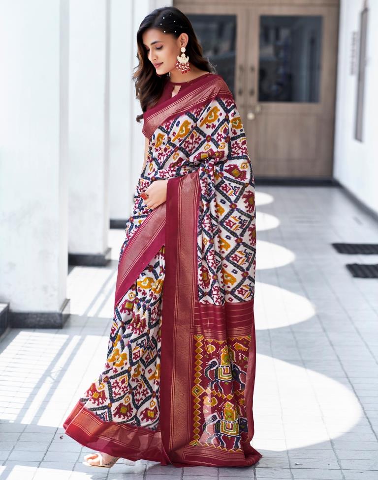 Red Silk Printed Saree