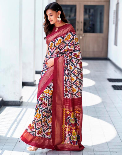 Red Silk Printed Saree