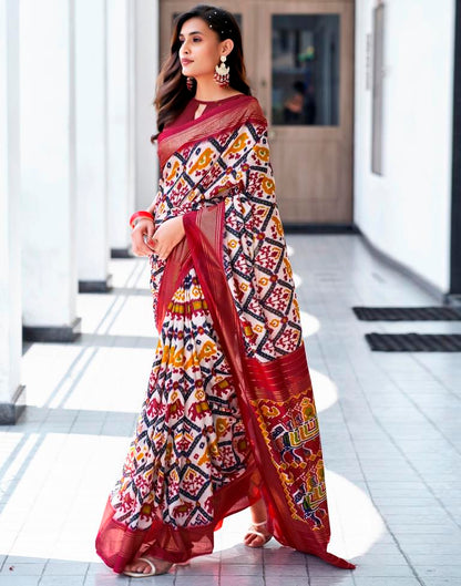 Red Silk Printed Saree