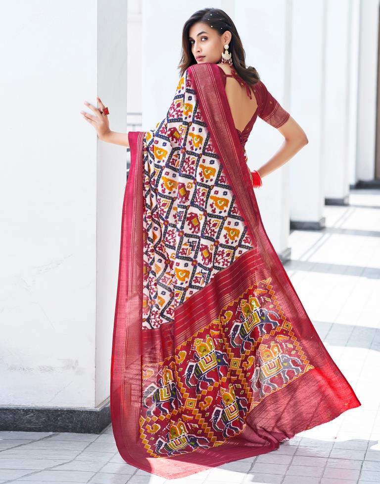 Red Silk Printed Saree