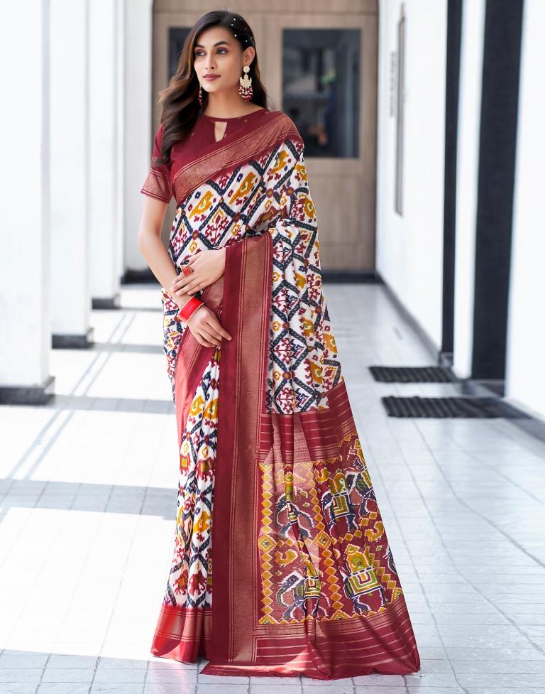 Red Silk Printed Saree