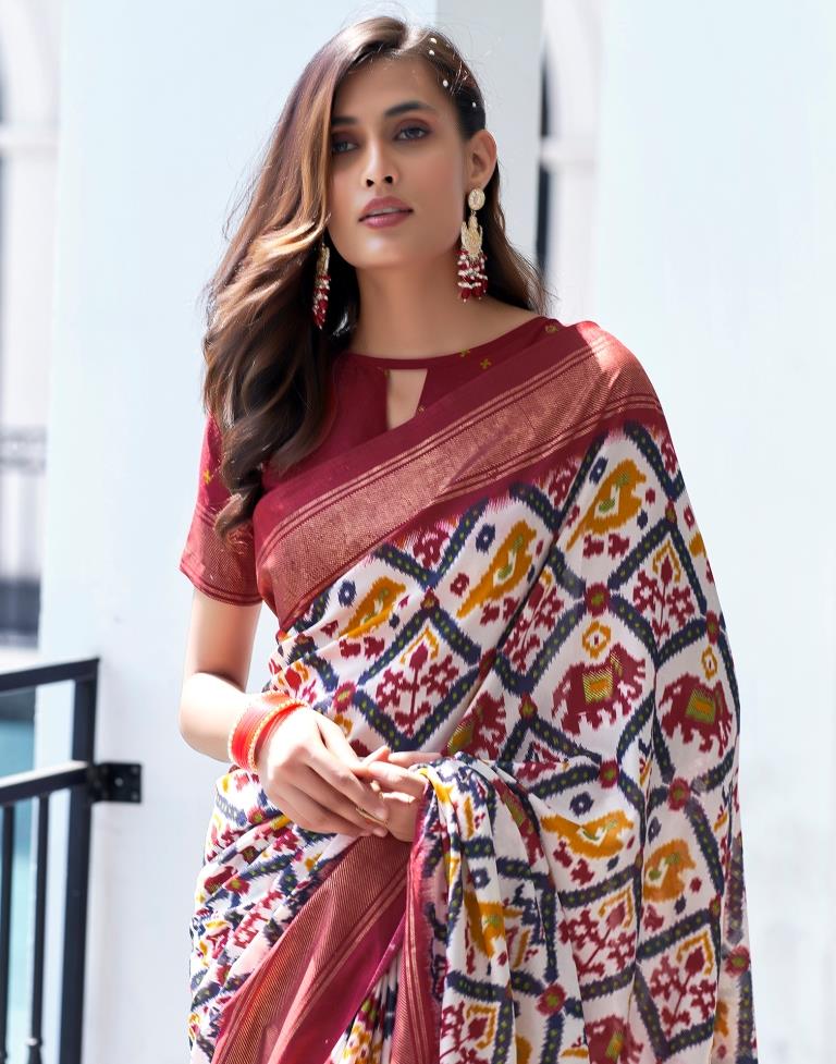 Red Silk Printed Saree