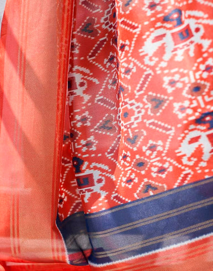 Rust Silk Printed Saree