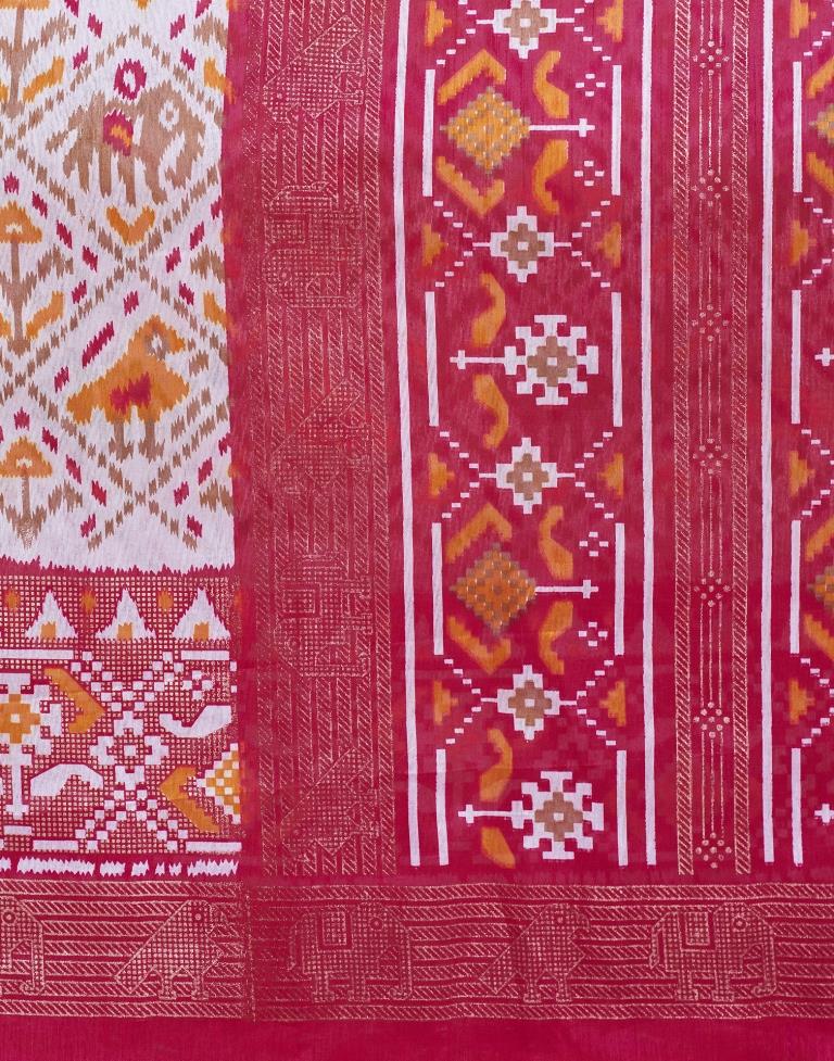 Pink Cotton Printed Saree