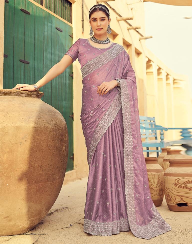 Violet Georgette Plain Saree