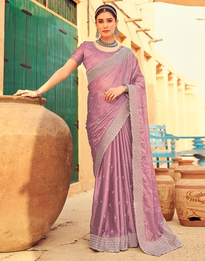 Violet Georgette Plain Saree