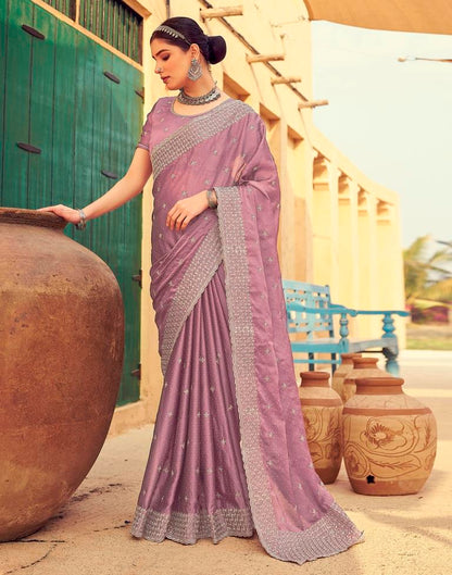 Violet Georgette Plain Saree