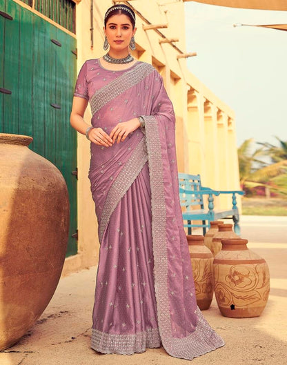 Violet Georgette Plain Saree