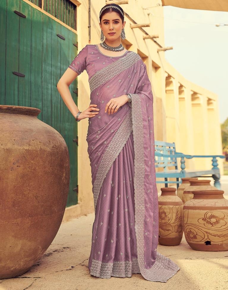 Violet Georgette Plain Saree