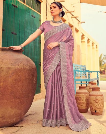 Violet Georgette Plain Saree