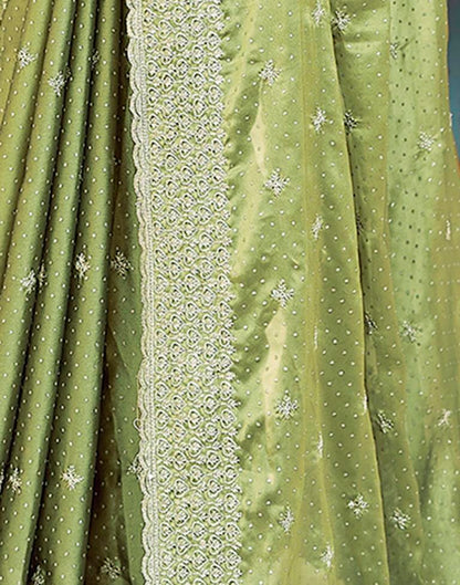 Olive Green Georgette Plain Saree