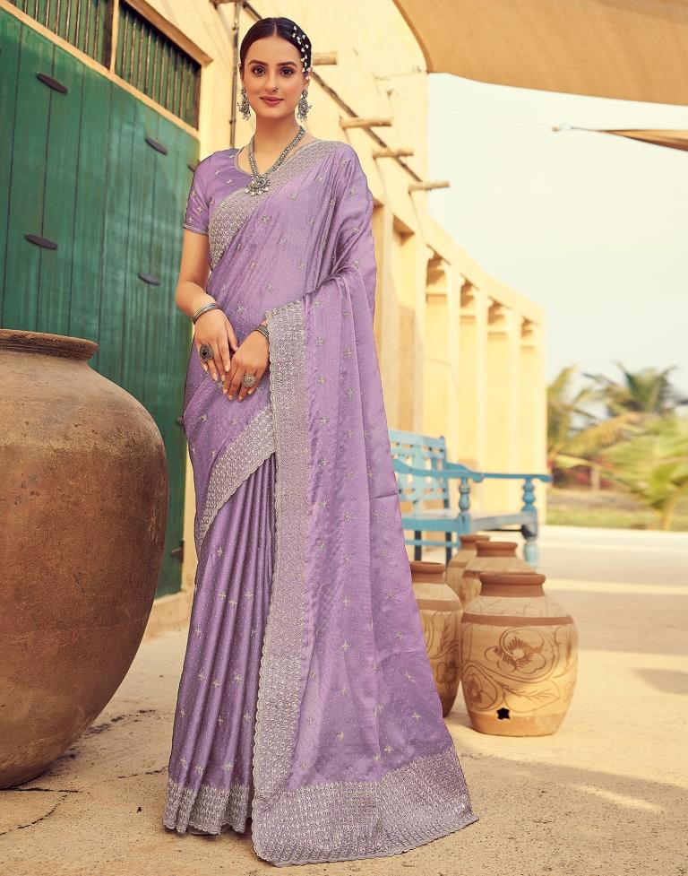 Dusty Purple Georgette Plain Saree