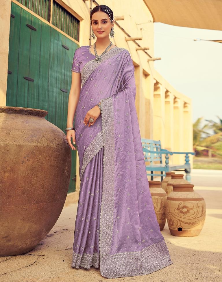 Dusty Purple Georgette Plain Saree