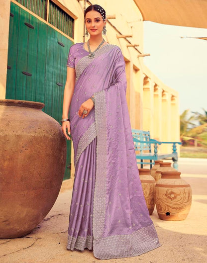 Dusty Purple Georgette Plain Saree