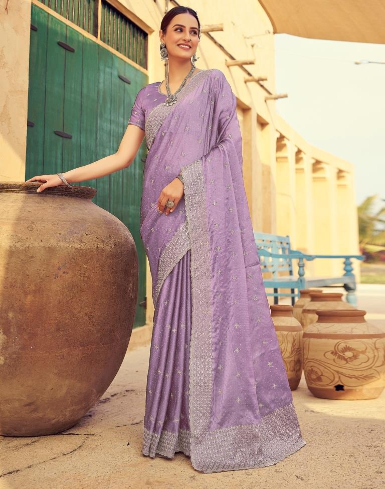 Dusty Purple Georgette Plain Saree