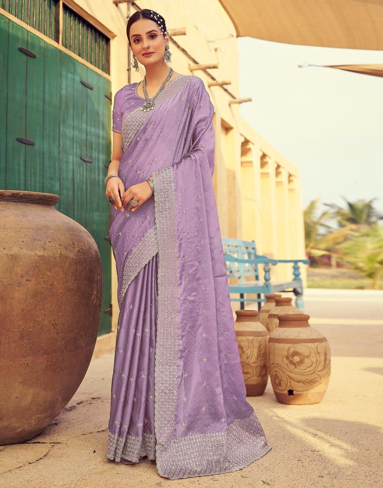 Dusty Purple Georgette Plain Saree