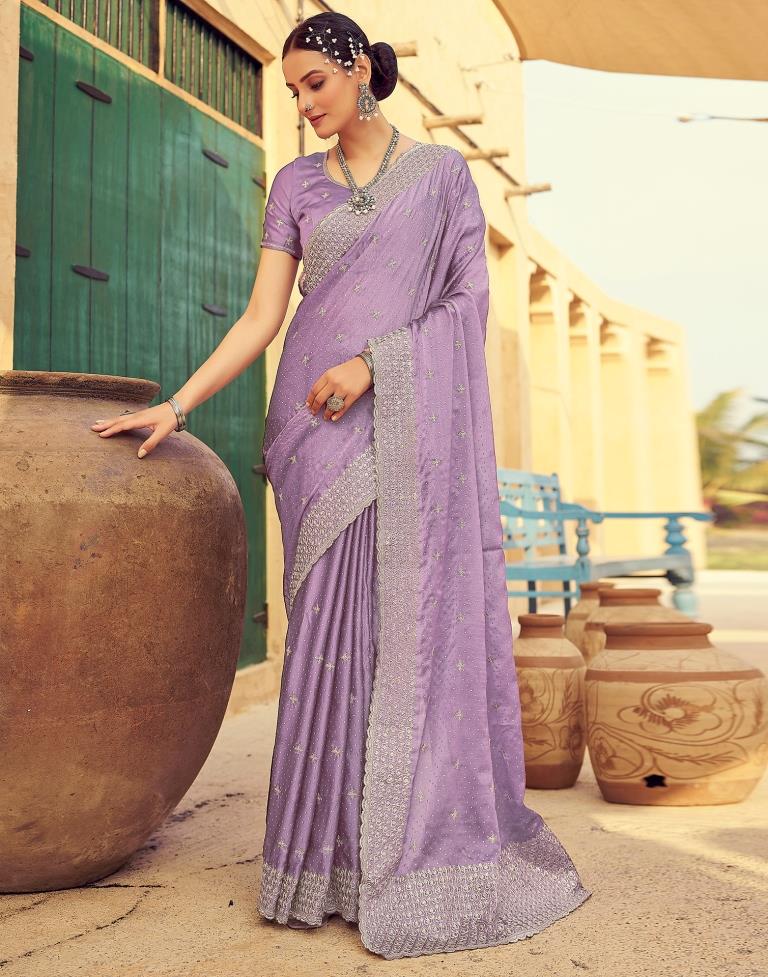 Dusty Purple Georgette Plain Saree