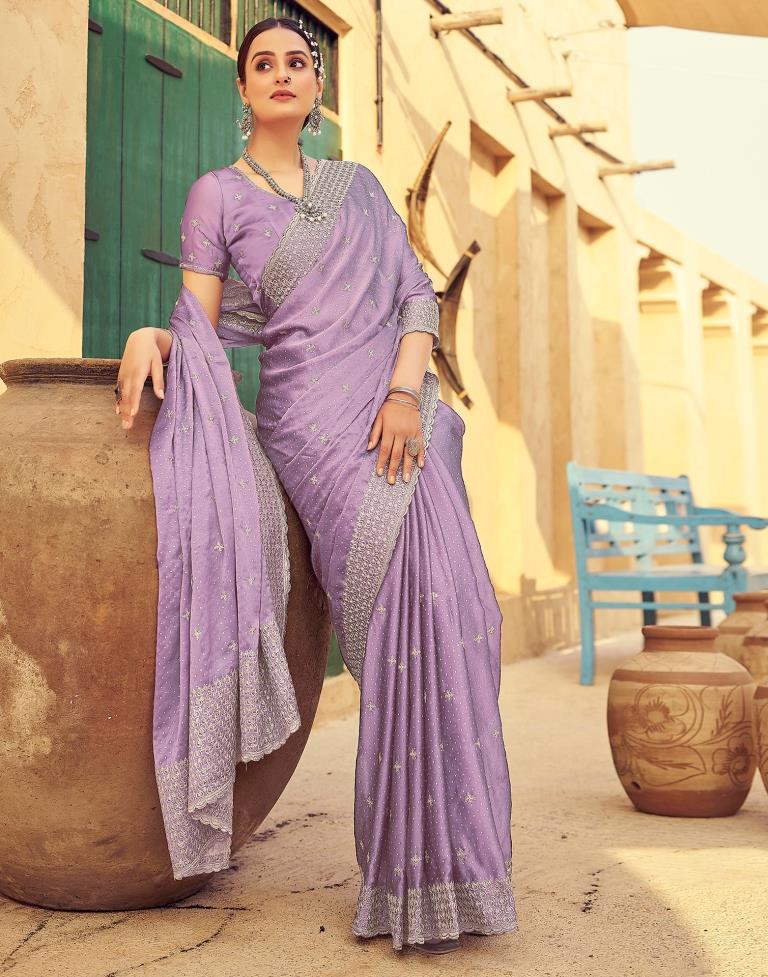 Dusty Purple Georgette Plain Saree