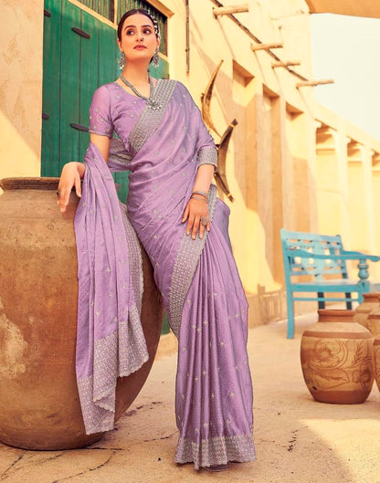 Dusty Purple Georgette Plain Saree