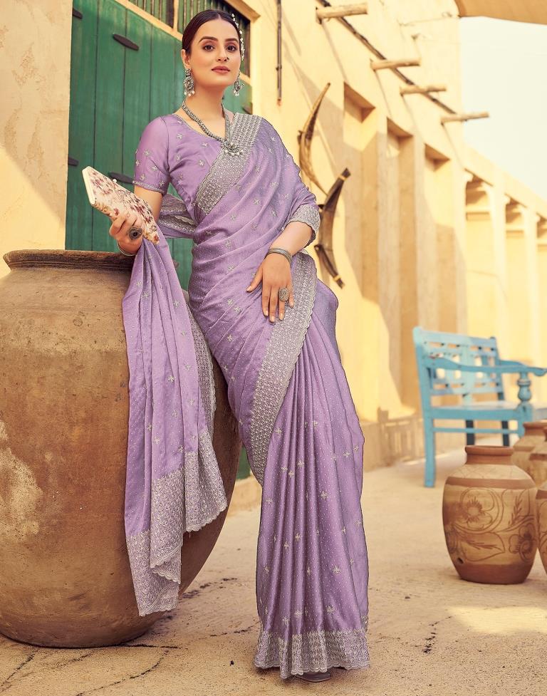 Dusty Purple Georgette Plain Saree